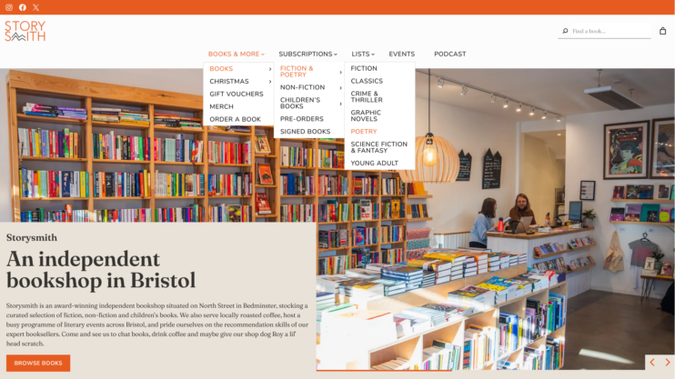 Screenshot of Storysmith's new website design
